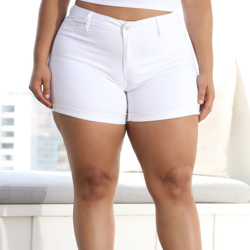 Plus white denim shorts
